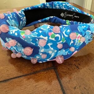 Blue and Pink Beaded  Headband